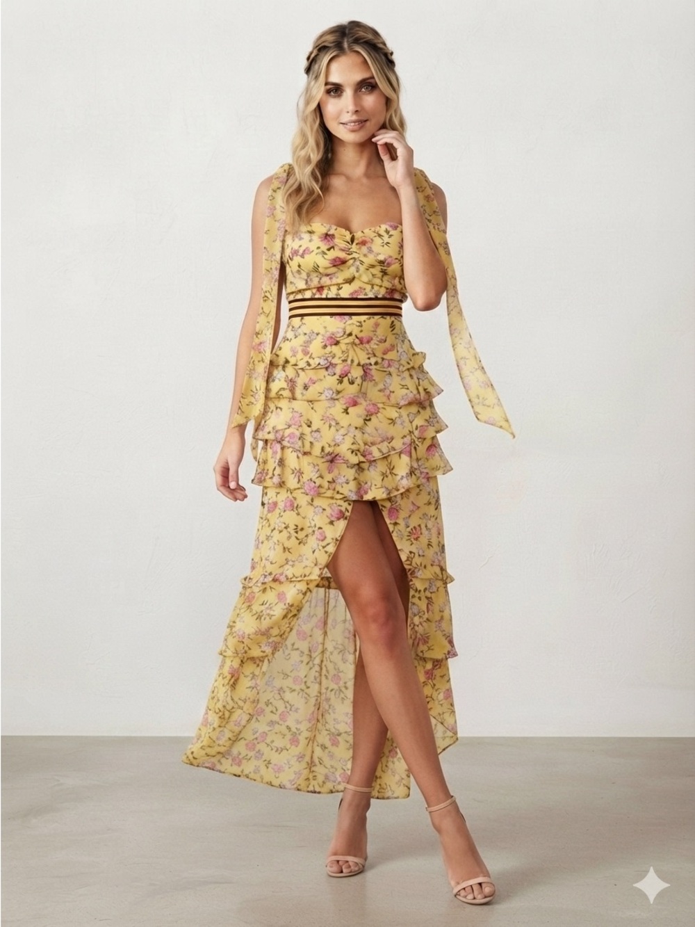 SOLD OUT For Love & Lemons Maison Floral Maxi Silk XS NWT